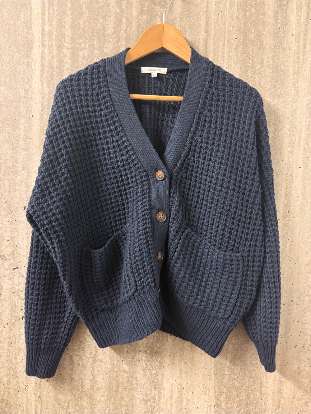 Madewell Waffle Knit V-Neck Cardigan